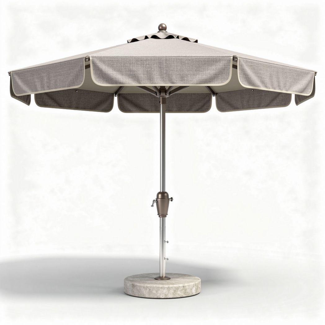 Parasol met een diameter van 250 cm en een aluminium frame in lichtgrijs