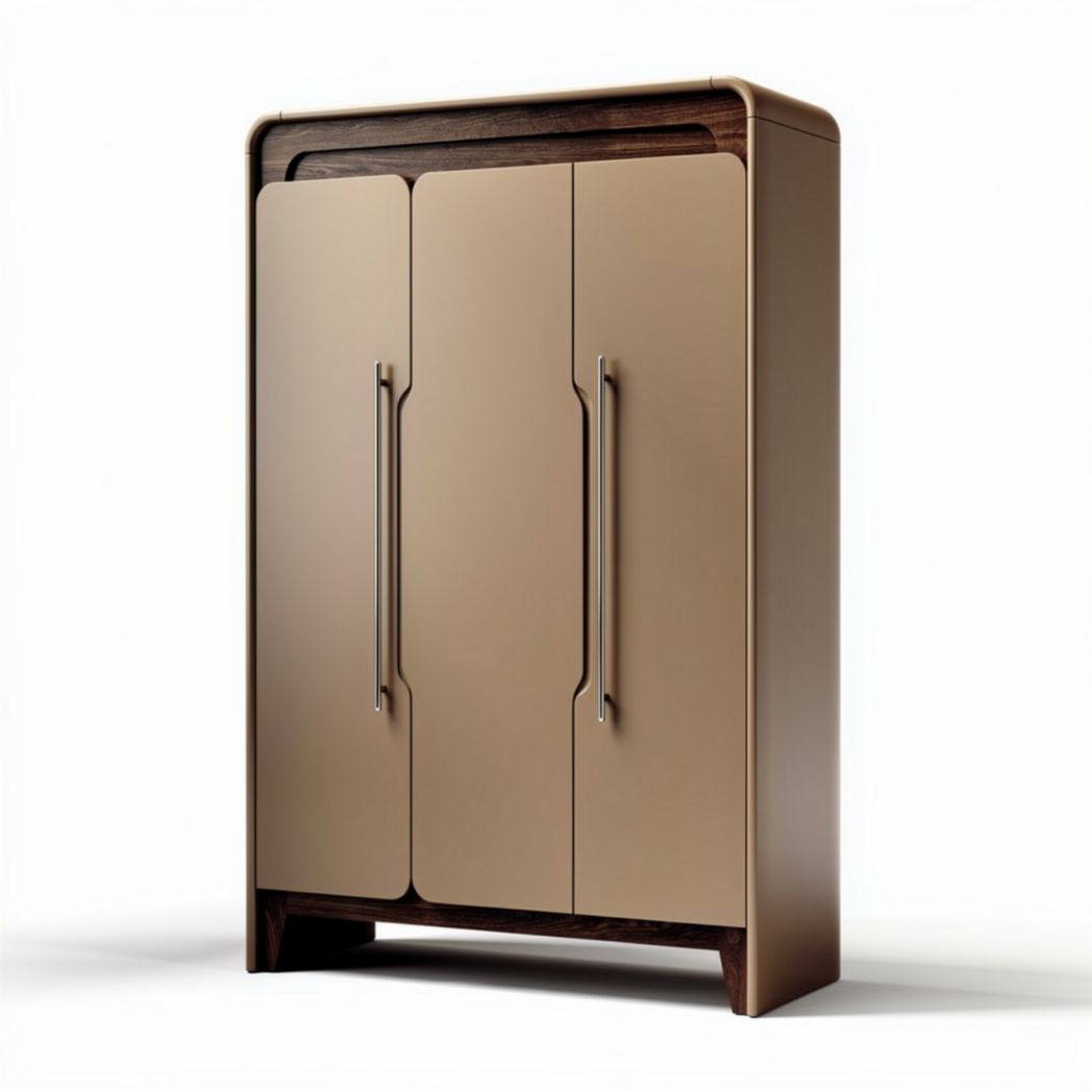 Kast van bruin hout met beige deuren afmetingen 80 x 40 x 120 cm