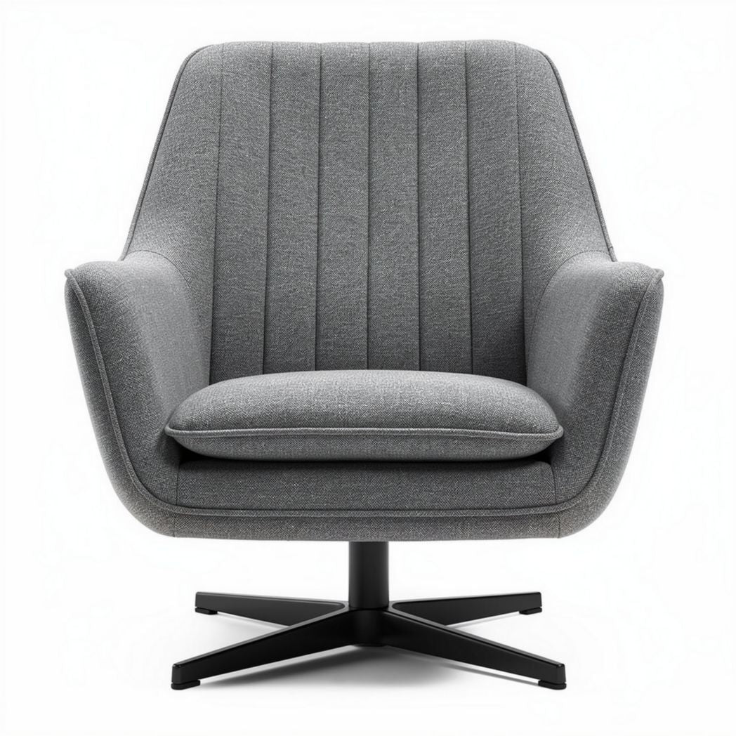 Grijze fauteuil van stof met een diameter van 75 x 70 x 85cm