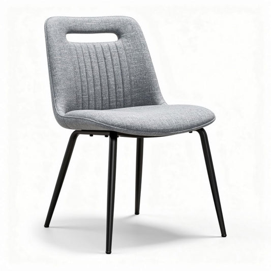 Grijze eetkamerstoel met metalen poten en comfortabele zitting 45 x 45 x 80cm