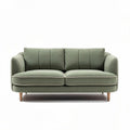 Groen stoffen bank met houten poten 180 x 90 x 75 cm