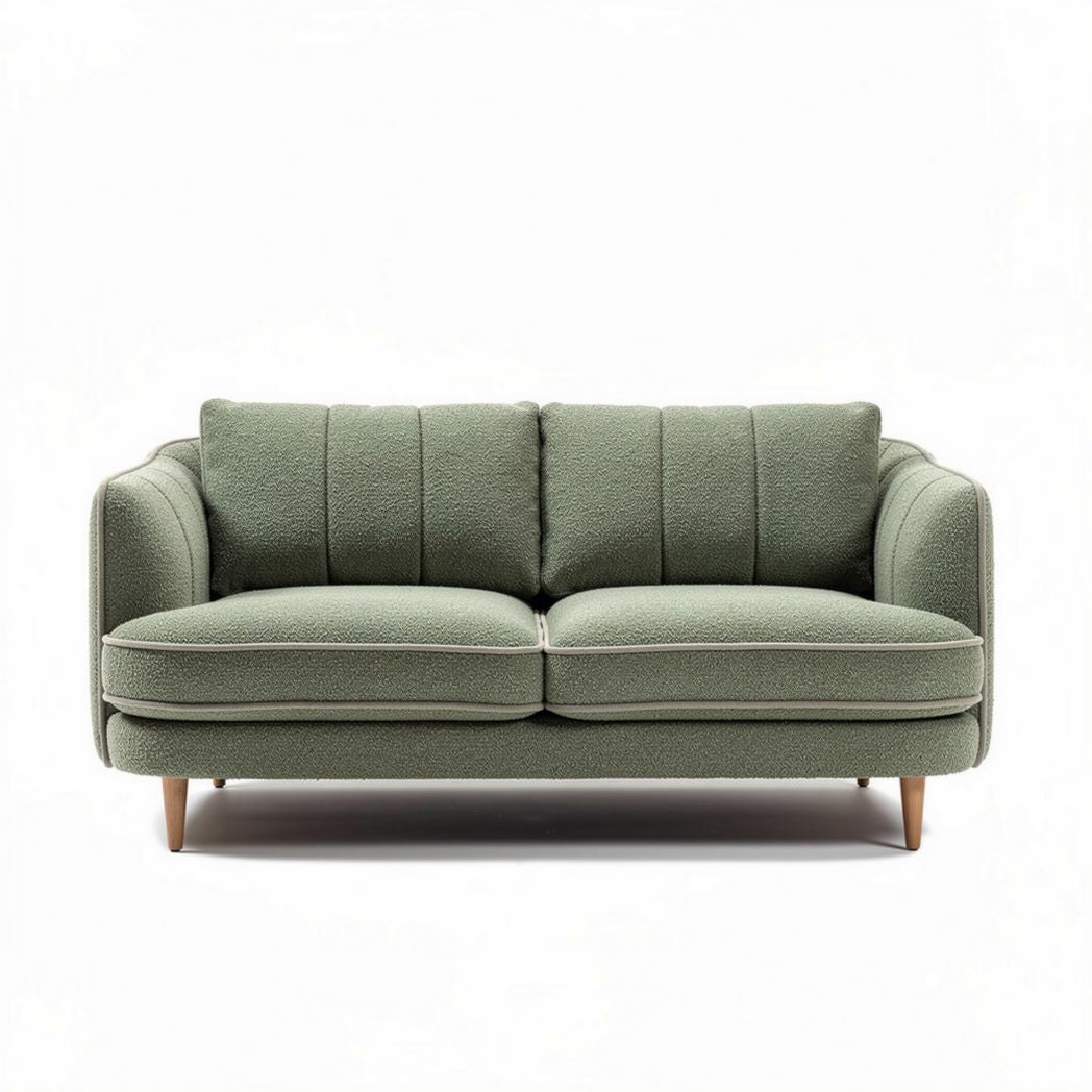 Groen stoffen bank met houten poten 180 x 90 x 75 cm