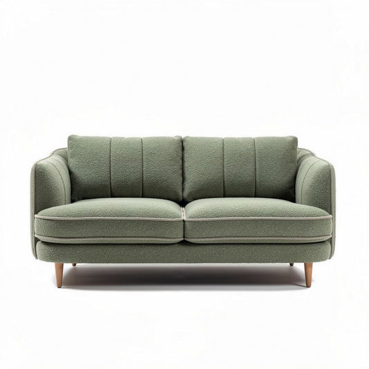 Groen stoffen bank met houten poten 180 x 90 x 75 cm