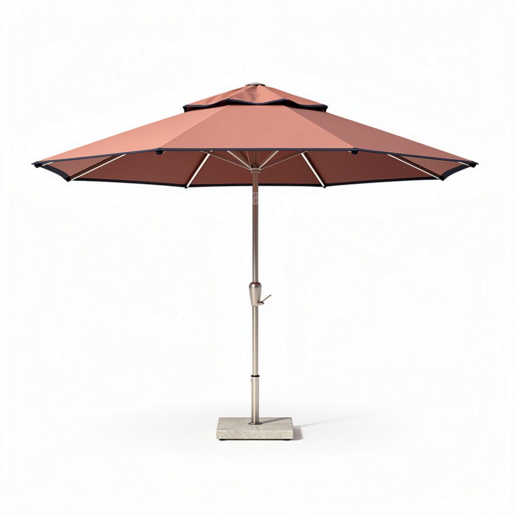 Parasol van 250 x 250 x 240cm met roestvrijstalen frame en terracotta doek