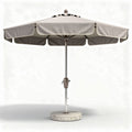 Parasol met een diameter van 250 cm en een aluminium frame in lichtgrijs