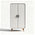 Kast van gestructureerd hout met dubbele deuren en houten poten 80 x 40 x 150cm