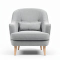 Grijze stoffen fauteuil met houten poten en kussen 80 x 80 x 90cm